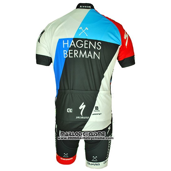2018 Maillot Ciclismo Axeon Hagens Berman Bleu Noir Manches Courtes et Cuissard